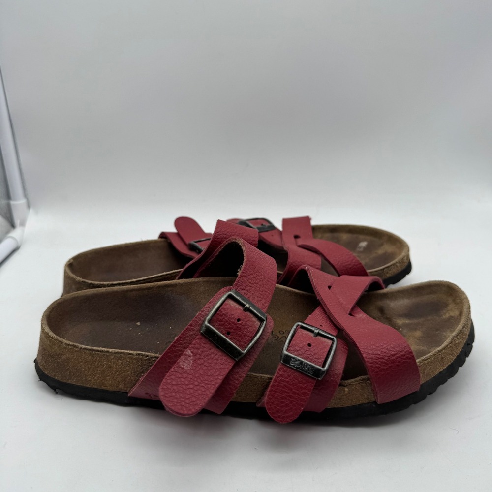 Birki's by‎ Birkenstock Salina Red Strappy Buckle Slide Sandals Womens 39 L8 M6